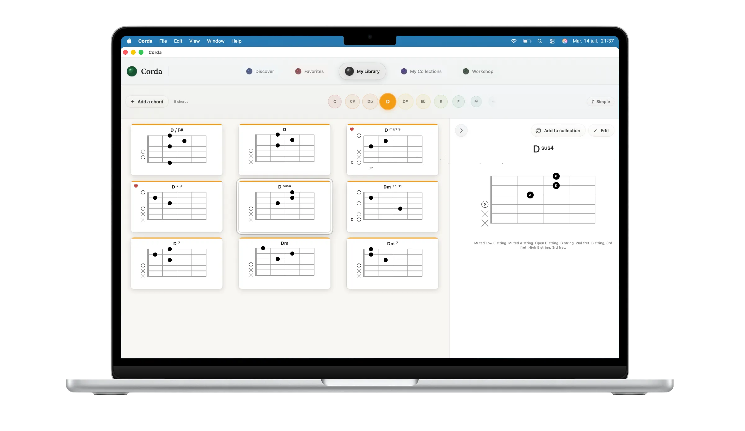 Corda's chord library on a MacBook Air